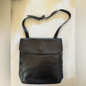 Vintage Rebecca Daniels black leather bag made in Italy.